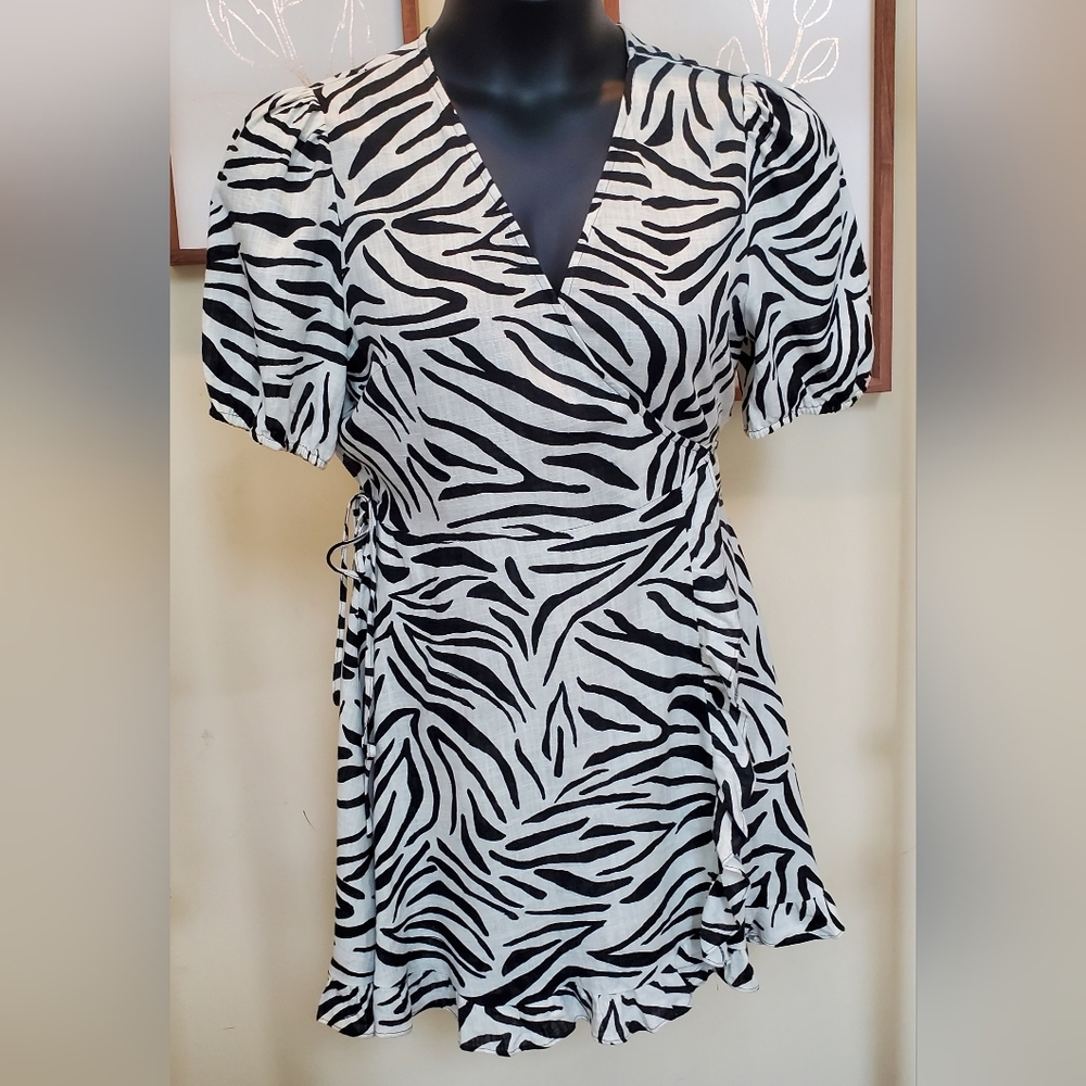 Zara Black and White Zebra Print Mini Dress ( Halloween)